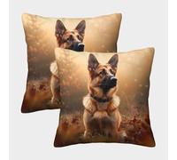 MEFESE 3D Printed German Shepherd Throw Pillow Covers Cool Dogs Square Cushion Cover Decorative Super Soft Pack of 2 for Patio,Couch, Tent, Balcony And Sofa 40x40cm