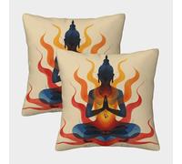 MEFESE 3D Printed Meditation Throw Pillow Covers Zen Culture Pillow Case Cushion Garden Cushion Super Soft Pack of 2 for Home Couch Sofa Decorative, Gifts 40x40cm