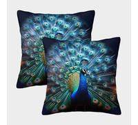 MEFESE 3D Printed Peacock Square Pillowcases Beautiful Peacock Pillow Case Cushion Decorative Super Soft Pack of 2 for Home Couch Sofa Decorative, Gifts 40x40cm