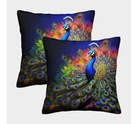 MEFESE 3D Printed Peacock Throw Pillow Covers Beautiful Peacock Throw Pillow Case Garden Cushion Super Soft Pack of 2 for Patio,Couch, Tent, Balcony And Sofa 45x45cm