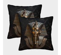 MEFESE 3D Printed Pharaoh Throw Pillow Covers Egyptian Culture Square Cushion Cover Garden Cushion Super Soft Pack of 2 for Sofa Couch Bed 45x45cm