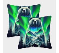 MEFESE 3D Printed Polar Bear Throw Pillow Covers Square Cushion Cover Decorative Super Soft Pack of 2 for Sofa Couch Bed 50x50cm