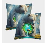 MEFESE 3D Printed Polar Bear Throw Pillow Covers Throw Pillow Case Decorative Super Soft Pack of 2 Home Decor for Sofa Bedroom 50x50cm