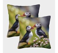 MEFESE 3D Printed Puffin Throw Pillow Covers Seaside Birds Throw Pillow Case Garden Cushion Super Soft Pack of 2 for Home Couch Sofa Decorative, Gifts 45x45cm