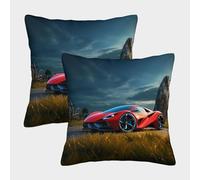 MEFESE 3D Printed Race Car Square Pillowcases Red Racing Car Throw Pillow Case Decorative Super Soft Pack of 2 for Sofa Couch Bed 45x45cm