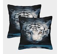 MEFESE 3D Printed White Tiger Throw Pillow Covers Wild Animal Theme Pillow Case Cushion Garden Cushion Super Soft Pack of 2 Home Decor for Sofa Bedroom 50x50cm