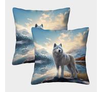 MEFESE 3D Printed Wolf Throw Pillow Covers Wild Animal Wolf Pillow Case Cushion Garden Cushion Super Soft Pack of 2 for Patio,Couch, Tent, Balcony And Sofa 40x40cm