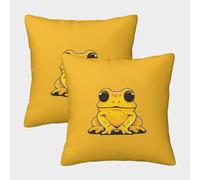MEFESE 3D Printed Yellow Frog Throw Pillow Covers Animal Decoration Throw Pillow Case Garden Cushion Super Soft Pack of 2 for Home Couch Sofa Decorative, Gifts 40x40cm