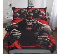MEFESE Angry Gorilla 3D Printed Duvet Cover Set,Warm&Comfy Bedding,Cosy Boxing Fight Quilt Covers for All Seasons Easy Care Comforter Cover for Kids Adult Teens Zipper Close King（220x240cm）