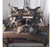 MEFESE Boxer Dog 3 Piece Microfiber Duvet Cover Bedding Sets Pattern Animal Boxer Comforter Cover Theme Bedding with Zipper Ties Soft Luxury Quilt Cover for Adult Boys Men Double（200x200cm）