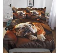 MEFESE Bulldog 3D Printed Duvet Cover Set Soft Microfiber for Adults Teenager Kids 3 Piece bulldog Gifts Comforter Cover with Zipper Closure for Bed Decoration Easy Care Quilt Cover Double(200x200cm)