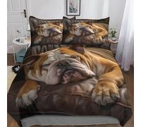 MEFESE Bulldog Luxury Reversible Quilt Cover Easy Care Bed Linen Bulldog Gifts Duvet Cover Soft Cosy Bedding Sets Pillowcases Set for Girls Boys Children Button Closure King(220x240cm)