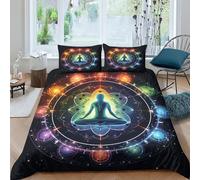 MEFESE Chakra 3D Printed Duvet Cover Set 3 Pieces Soft Microfiber Zen Spirit Quilt Cover with Pillowcases And Zipper Closure Set for Girls Boys Children Comforter Cover Bedding King（220x240cm）