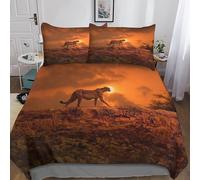 MEFESE Cheetah 3 Pieces Duvet Cover Set 3D Chinese Style Bedding African Safari Animal Quilt Duvet Cover with Zipper Closure for Girls Boys,Ultra Soft Microfiber Bedding Double（200x200cm）