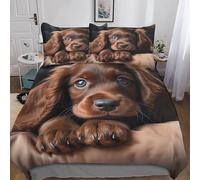 MEFESE Cocker Spaniel Bedding Set 3 Piece Duvet Cover Set with Zipper Closure,3D Printed Bed Hunting Dog Comforter Cover Luxury Quality Reversible Quilt Cover Boys Girls Easy Care King(220x240cm)