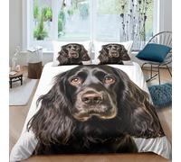 MEFESE Cocker Spaniel Bedding Set 3 Piece Duvet Cover Set with Zipper Closure,3D Printed Bed Hunting Dog Comforter Cover Luxury Quality Reversible Quilt Cover Boys Girls Easy Care Double(200x200cm)