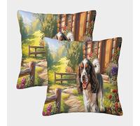 MEFESE Countryside Dog Pattern 3D Printed Pillow Cover Set of 2 Microfiber Cushion Cover for Adults 3D Digital Printing Breathable Sofa Decor Bedroom Gift 50x50cm