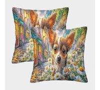 MEFESE Countryside Dog Print 3D Printed Pillow Cover Set of 2 Microfiber Cushion Cover Pillowcase for Adults Sofa Bedroom Decor 45x45cm