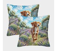 MEFESE Countryside Dog Scene 3D Printed Pillow Cover Set of 2 Microfiber Cushion Cover for Adults 3D Digital Printing Sofa Bedroom Decor 50x50cm