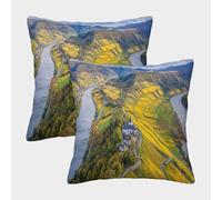 MEFESE Countryside Landscape Print 3D Printed Pillow Cover Set of 2 Microfiber Cushion Cover Pillowcase 3D Digital Printing For Adults Sofa Bedroom 50x50cm