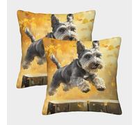 MEFESE Dog Autumn Scene 3D Printed Pillow Cover Set of 2 Microfiber Cushion Cover for Sofa Bedroom 50x50cm