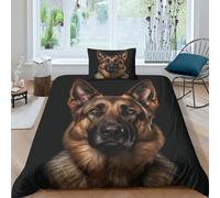 MEFESE German Shepherd 2 Piece Duvet Cover Bedding,Soft&Easy Care Dog Print Comforter Cover with Zipper Closure,Lightweight Bed Quilt Cover&Pillow Set for All Seasons Single(135x200cm)