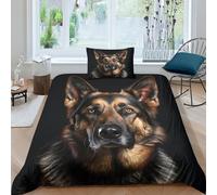 MEFESE German Shepherd 2 Pieces Duvet Cover Set Double 3D Painting Printed Bedding Dog Print Quilt Duvet Cover with Zipper Closure for Girls Boys,Ultra Soft Microfiber Bedding Single(135x200cm)