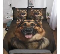 MEFESE German Shepherd 3D Duvet Cover Soft Microfiber Bedding Sets Easy Care Dog Print Quilt Covers With Pillow Case,Comforter Cover for Kids AdultTeens Bedding Set 3 Pieces Double(200x200cm)