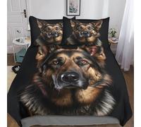 MEFESE German Shepherd Duvet Cover Set for Kids Adult Teens 3D Printed Bedding Set Dog Print Comforter Cover with Pillowcases Soft Microfiber Zipper 3 Piece Easy Care Quilt Cover King(220x240cm)