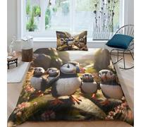 MEFESE Puffin Bedding Duvet Cover Set 2 Pieces Soft Brushed Microfibre 3D Printed Duvet Set Reversible Seaside Birds Quilt Cover with Pillowcase Easy Care Duvet Cover Single（135x200cm）