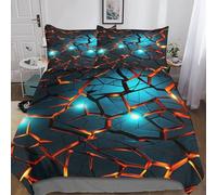 MEFESE Volcanic Fissure Reversible 3 Piece Duvet Cover,3D Bedding Sets,Geometrical Bed Lava Flow Quilt Covers With Pillow Cases for Kids Adult Teens Theme Comforter Cover Easy Care King(220x240cm)