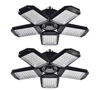 Mefflypee 2 Pack LED Garage Lights, 120W Deformable LED Garage Ceiling Lights with 5 Adjustable Panels, 12000LM E26 LED Shop Lights for Garage, Basement, Barn, High Bay Light (2 Pack)