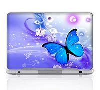 Meffort Inc 14 Inch Laptop Notebook Skin Sticker Cover Art Decal (Free wrist pad) - Blue Purple Butterfly