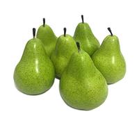 Mefier 6pcs Fake Pear Artificial Fruits Vivid Green Pear for Home Fruit Shop Supermarket Desk Office Restaurant Decorations Or Props