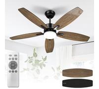 Mefine 106cm Wood Color Ceiling Fan with Light, Remote Control, Color Temperature & Wind Speed Control
