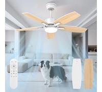Mefine Silent Ceiling Fan with Light and Remote Control | 2 White/Light Wood Finishes, Dimmable 3CCT LED Lighting 6 Speed Reversible DC Motor for Bedroom, Living Room and Kitchen