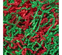 Mefleet 1/2 LB Crinkle Cut Paper Shred Filler 8 oz Green & Red Crinkle Shredded Paper for Gift Box - Gift Basket Bag Filler - Grass Cushion Stuffing for Christmas Holiday Packaging Wrapping