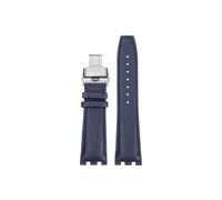 Mefloar Fit for Maurice Lacroix AIKON AI6007 AI6008 AI6058 AI6038 1018 Leather/Nylon Watch band Stainless steel Connector(D Blue-silver,For AI6008)