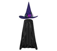 mefocou Adult Witch Halloween Costume | Creepy Witch Cloak Hat Kit - Scary Gothic Cape Cosplay Props for Kids Club Birthday Festival Party Dress Up Outdoor