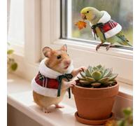 mefocou Bunny Clothes - Christmas Pet Supplies Warm | Small Animals Striped Holiday Clothes - for Squirrel Sugar Gerbil Kitten Bunny Daily Winter Outdoor Travel Halloween