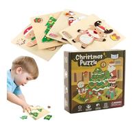 mefocou Christmas Puzzle Wooden Reindeer Santa - Christmas Tree Gingerbread Man Jigsaw Puzzles for Kids,Educational Fun Toy for Play Classroom Kindergarten Preschool
