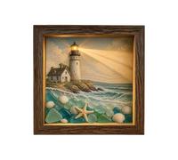mefocou Coastal Lighthouses Sea Glass Shadow Box Night Lights