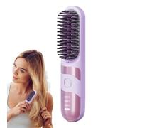 mefocou Cordless Hair Straightener | Electric Curler Brush,2-in-1 Cordless Ionic Hair Straightener Brush Anti-scalding for Travel, Salon, Home
