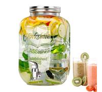 mefocou Glass Drink Dispenser,Glass Leakproof Clear Jug | Liquor Dispenser Lid,for Champagne Barbecues Picnics Patio Buffets RV Trips Birthdays Christmas