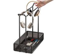 mefocou Headphones Stand | Headphone Storage | Rack Organizer with Tray for Classroom Studio Controller Computer Desktop Tabletop Headset
