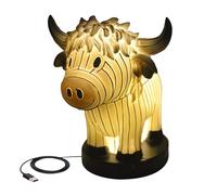 mefocou Highland Cow Night Light | Cute Vintage Highland Cow Table Lamp, USB Bedside Energy-Saving Table Lamp for Bedroom, LED Desk Night Light for Bedroom Living Room Home Off-ice Desk Decor
