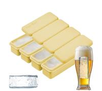 mefocou Large Ice Molds | Big Ice Maker Mold with Lid for Whiskey | 4-Grid Silicone Whiskey Chilling Cube Making Kitchen Helper for Tequila Cocktails Beverage Vodka