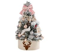 mefocou Mini Christmas Tree | 17.72inches Christmas Desk Tree with LED Light,Flocking Decorations Centerpiece for Mantel Fireplace Window Door Table Winter Holiday Display