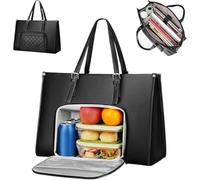 mefocou The Ultimate 2 in 1 Tote Bag Lunch Bag Combo, Large Tote Bag with Insulated Lunch Compartment, Laptop & Meal Carrier for Women