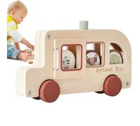 mefocou Toy School Bus,Wood Model Toy Car - Portable Educational Interactive Game for Creative Play Learning School Entertainment Playtime Girls Boys Home